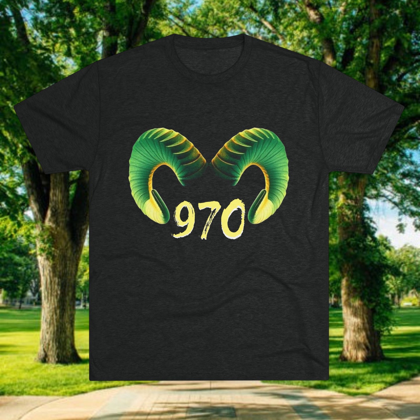 Ram Horn 970 Graphic Tee — Zodiac/Aries Inspired Shirt, Sports Fan Apparel, Perfect T-Shirt for Gameday