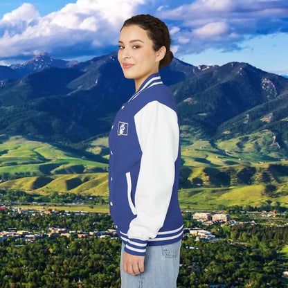 Letterman Jacket – Varsity Blue Fist Patch with FLC Back