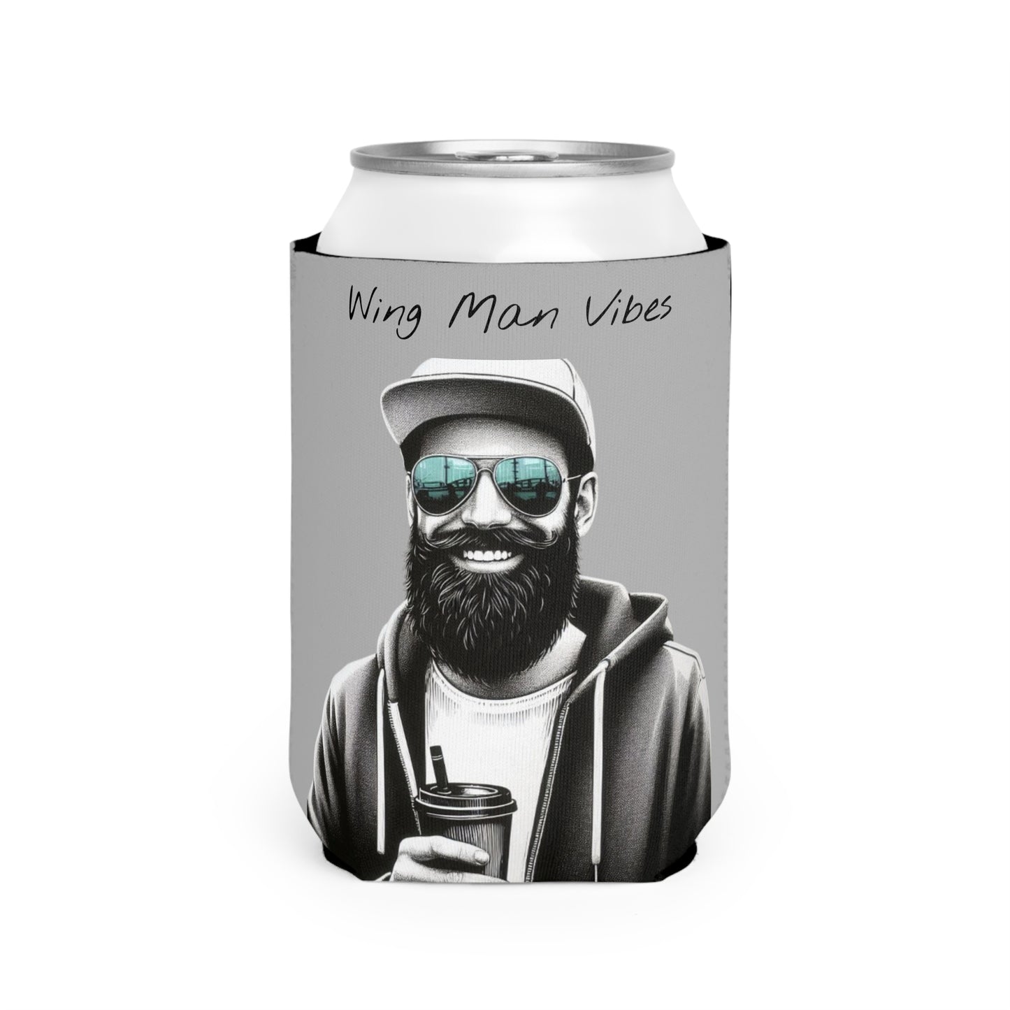 Wing Man Vibes Can Cooler Sleeve | Funny Gift for Men | Party Accessory | BBQ or Beach Cooler | Unique Beverage Holder | Groomsmen Favor