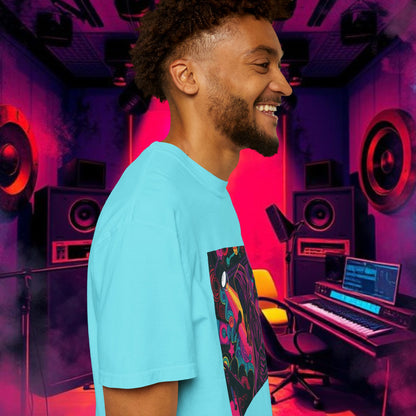 Colorful Unisex Garment-Dyed T-shirt, Artistic Graphic Tee, Music Festival Shirt, Casual Everyday Wear, Vibrant Streetwear, Unique Gift Idea