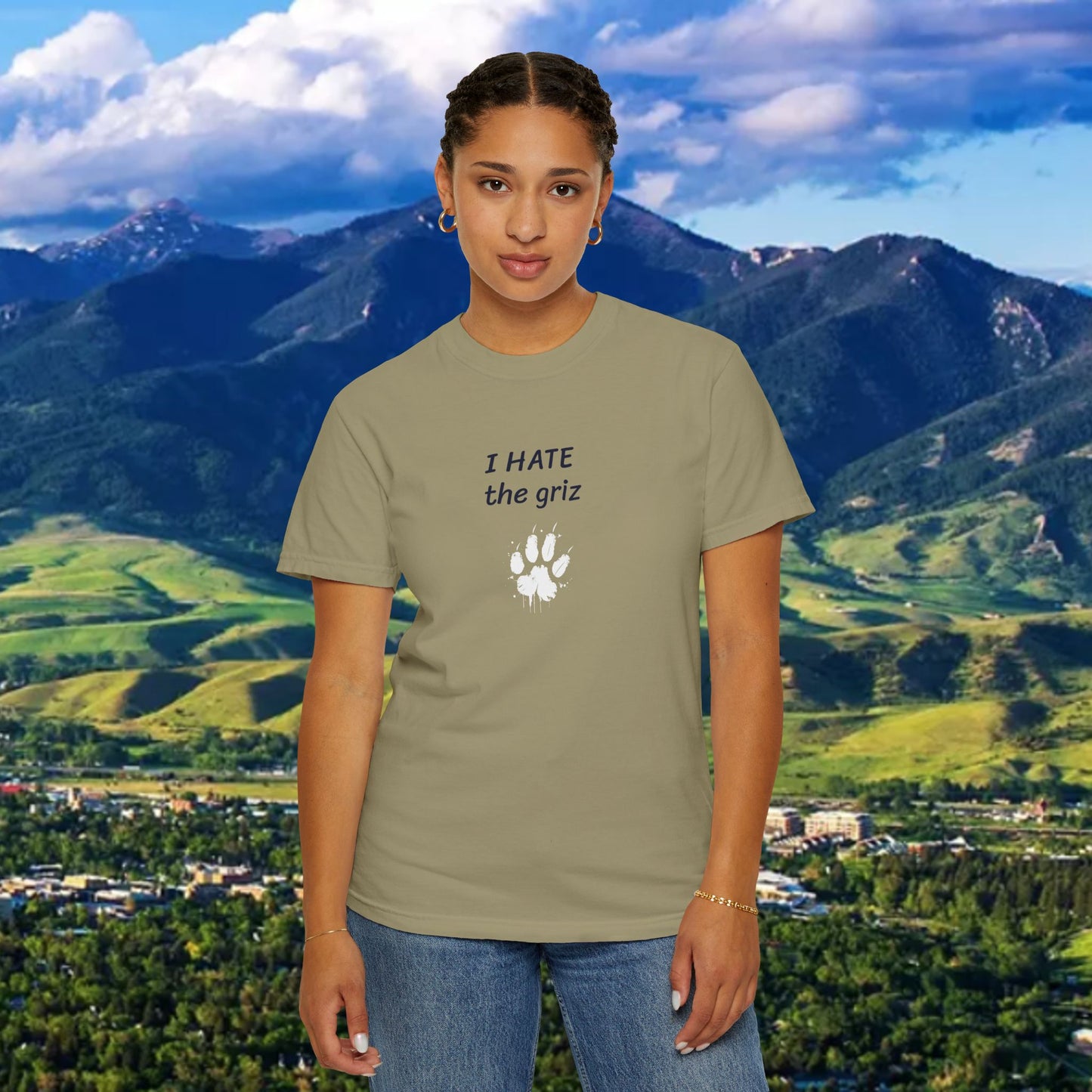 Unisex Garment-Dyed T-Shirt, I HATE the grizzlies, Bobcat Tee, Gift for Cat Fans, Casual Wear, Gameday Shirt