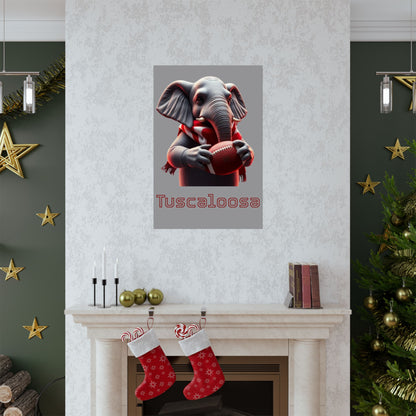 Tuscaloosa Elephant Football Poster, Matte Wall Art, Home Décor, Gift for Sports Fans, Kids Room Decoration, Alabama Pride