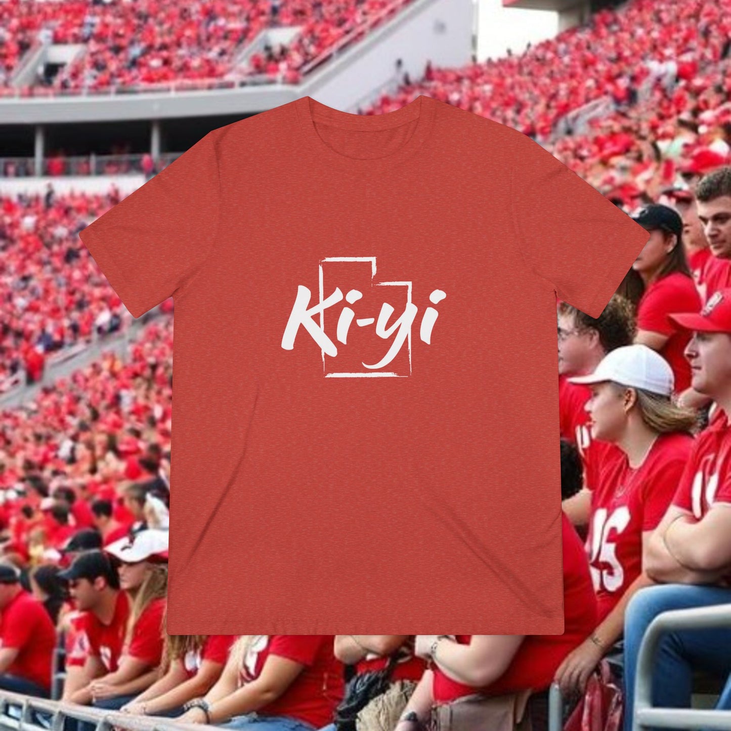 Ki-yi State Outline T-Shirt — Rustic Script Fan Tee