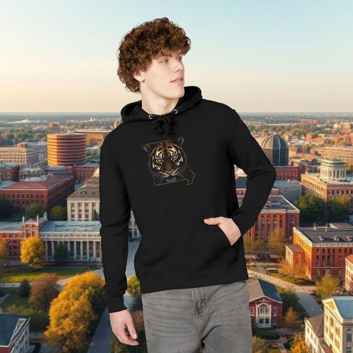 Unisex French Terry Tiger Hoodie - Cozy Urban Wear for All, Perfect Gift for Students, College Spirit, Fall Fashion, Casual Comfort