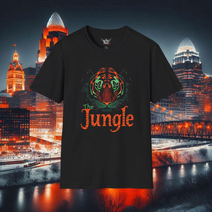 The Jungle Unisex Softstyle T-Shirt, Bengal Fan Zone, Casual Everyday Wear, Gift for Bengal Fans, Gameday Attire