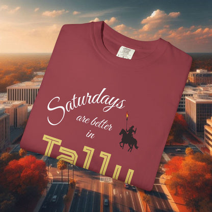 Saturday's Better in Tally Unisex T-Shirt - Casual Wear, College Football, Tailgate Shirt, Gift for Fans, Homecoming Apparel