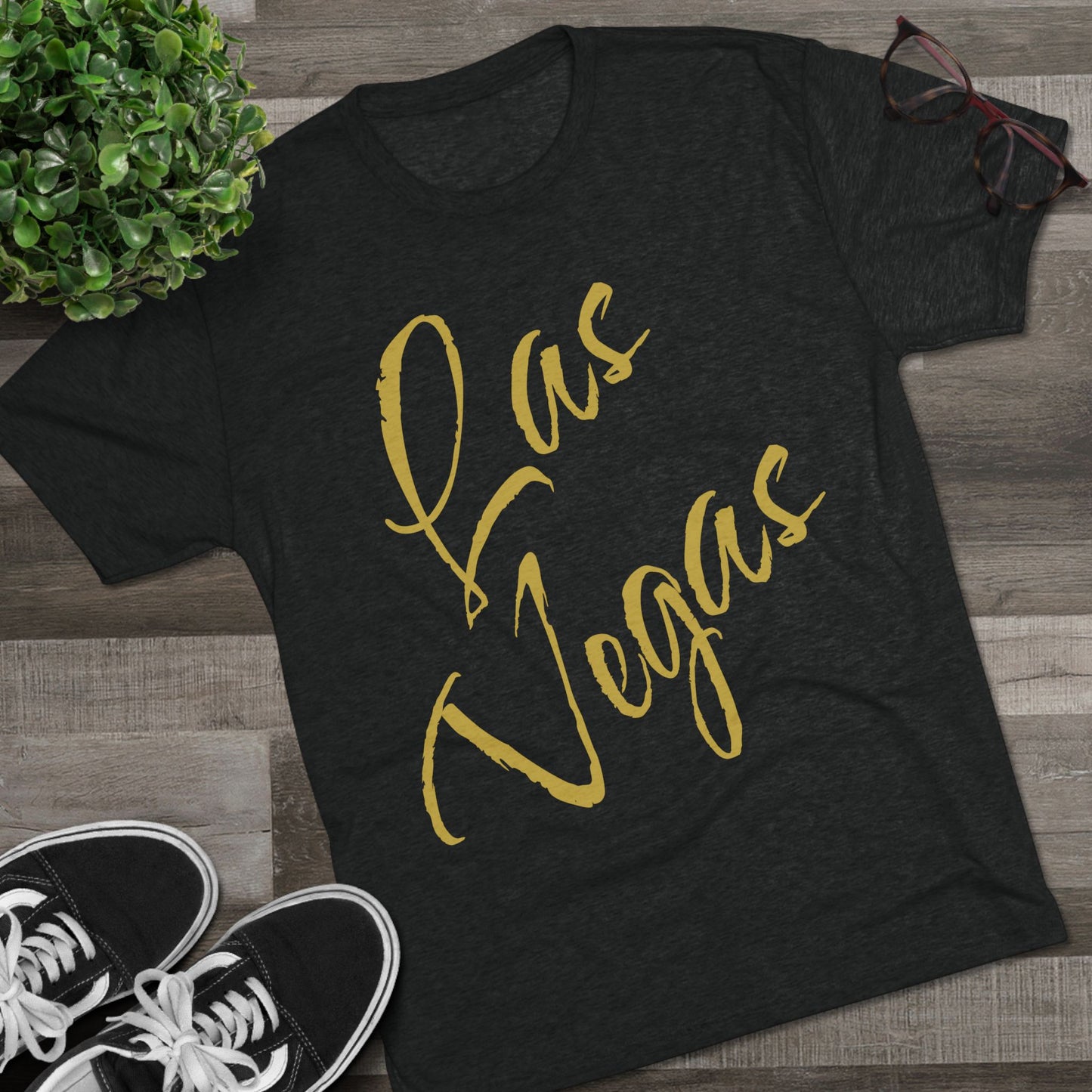 Vegas Script Tee — "Vegas" Gold Script Front, Soft-Style T-Shirt, Perfect for Gameday