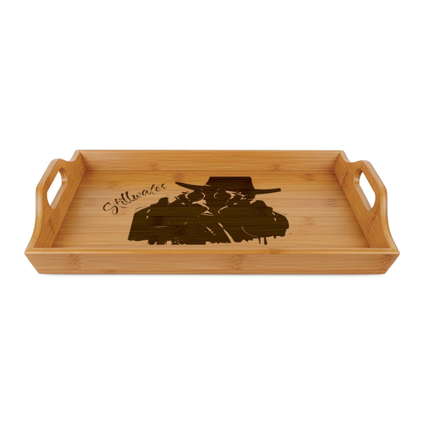 Bamboo Serving Tray (Engraving) - Stillwater Oklahoma Cowboy