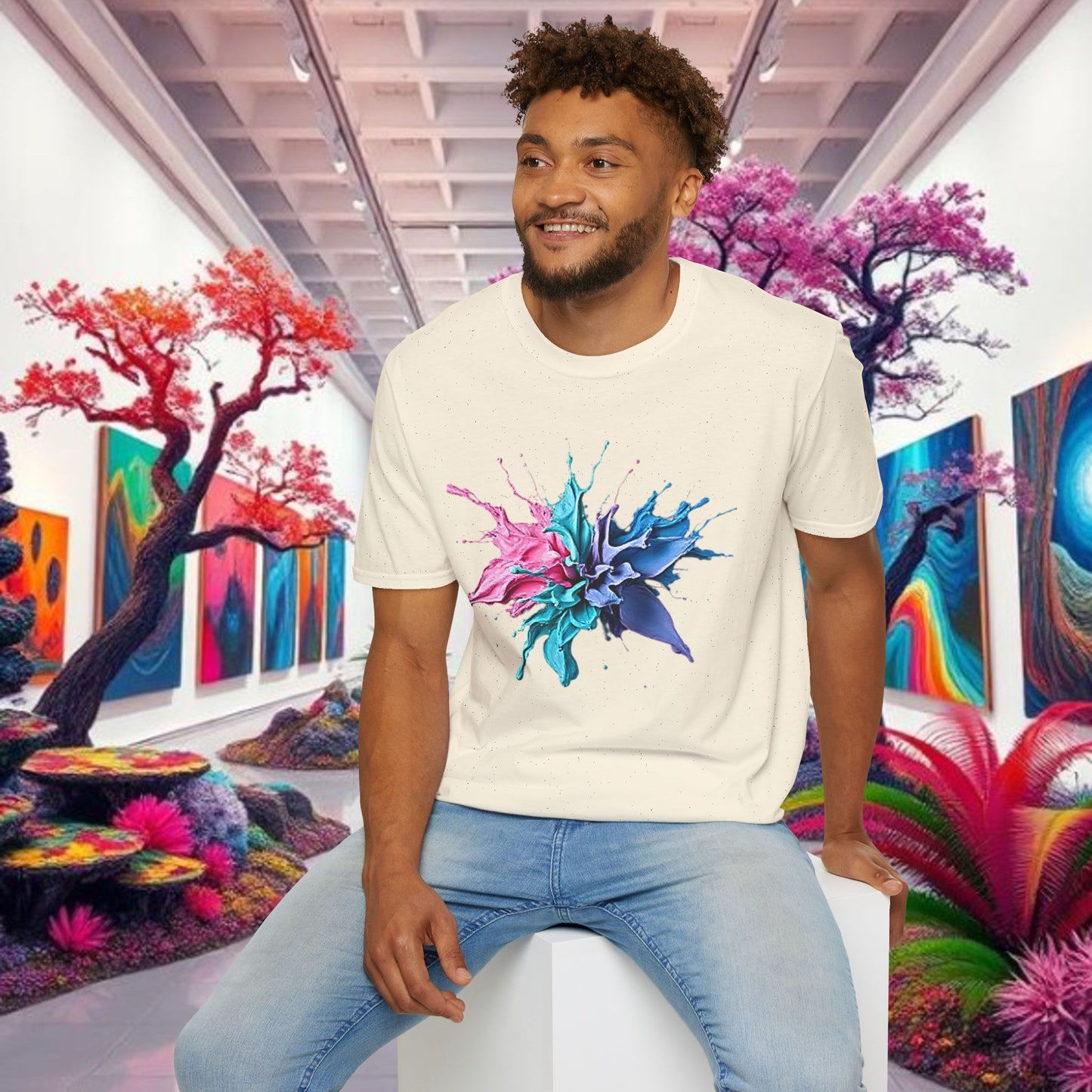 Color Splash Unisex Softstyle T-Shirt | Artistic Tee, Casual Wear, Gift for Art Lovers, Summer Fashion, Graphic Shirt