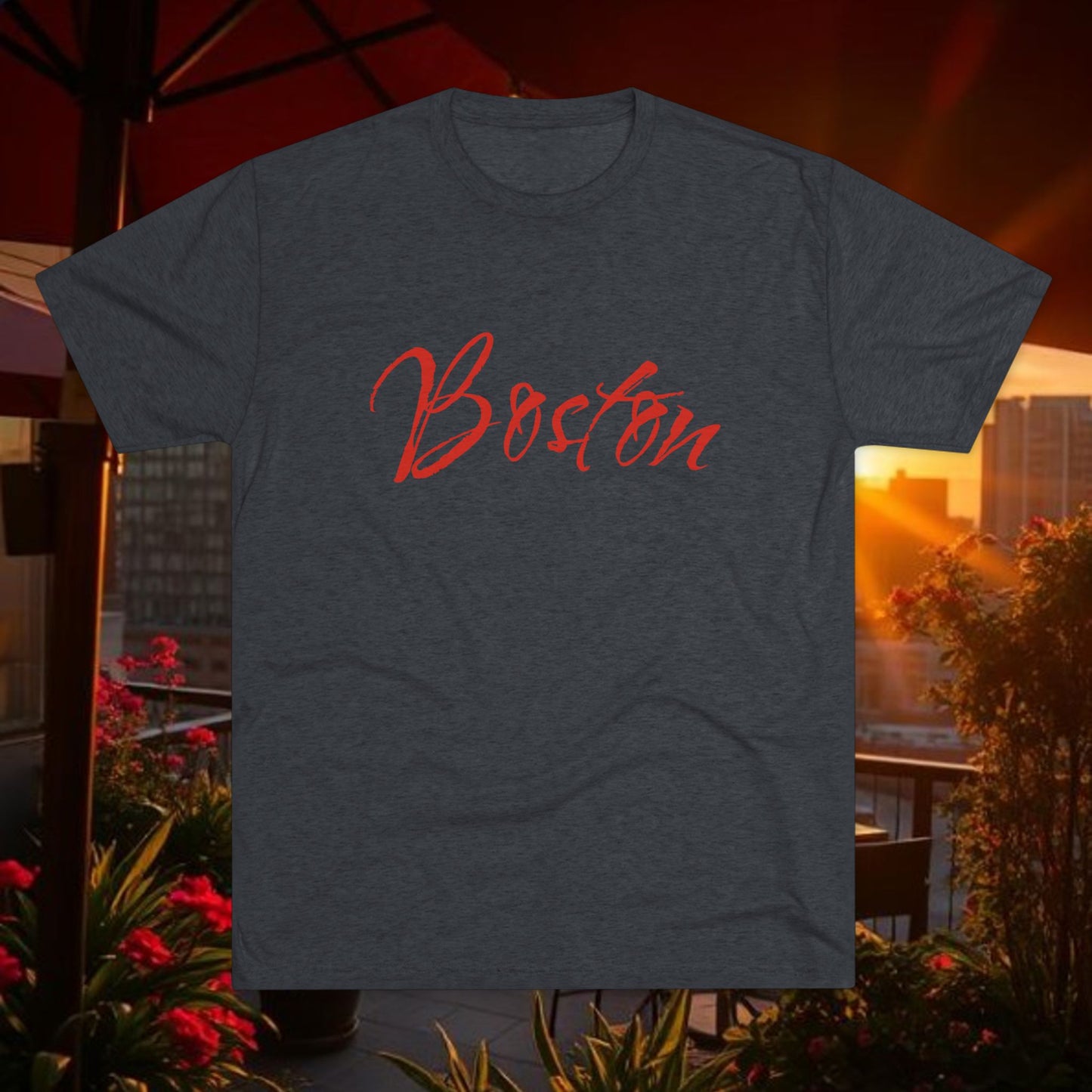 Boston Script Tee — Lightweight City Souvenir T‑Shirt, Super Comfortable Tri-Blend, Perfect for Gameday