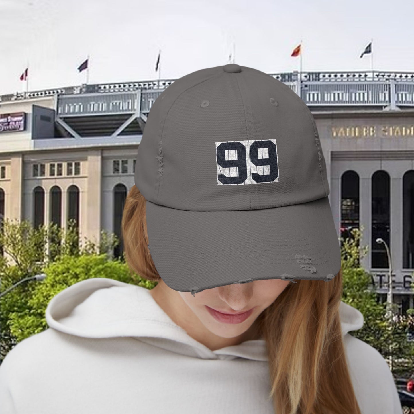 Baseball Stars Distressed Unisex Baseball Cap with Custom Number 99, Trendy Hat for Casual Outfits, Gifts for Sports Lovers