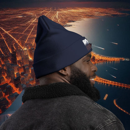 Bear Down Beanie Hat, Cozy Winter Hat, Gamedays in Chicago, Winter Knit Beanie