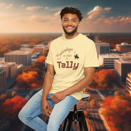 Saturday's Better in Tally Unisex T-Shirt - Casual Wear, College Football, Tailgate Shirt, Gift for Fans, Homecoming Apparel