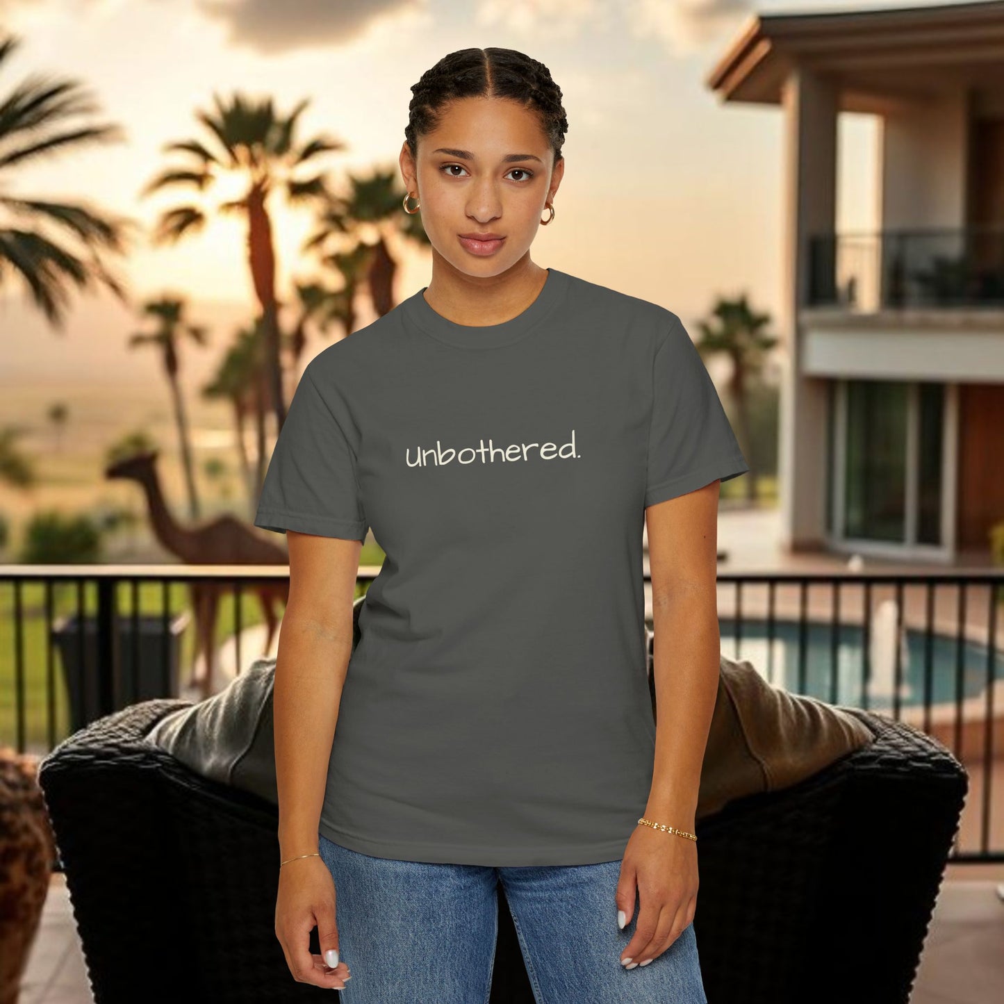 Unbothered Garment-Dyed T-Shirt, Relaxed Fit Tee, Casual Everyday Wear, Gift for Friends, Relaxation Apparel, Trendy Summer Top