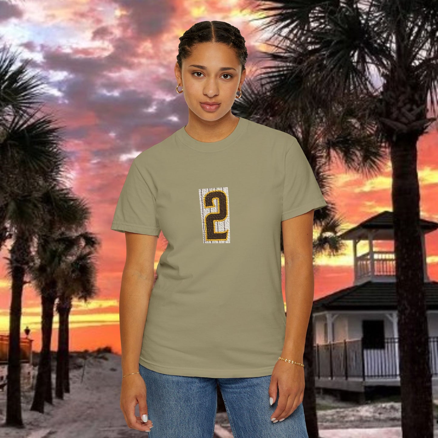 Number 2 Graphic T-Shirt — Bold Retro Patch Front & X Back Tee