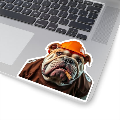 Bulldog Construction Kiss-Cut Stickers | Funny Dog Stickers, Laptop Decals, Unique Gift, Pet Lover Decor, Cute Home Office