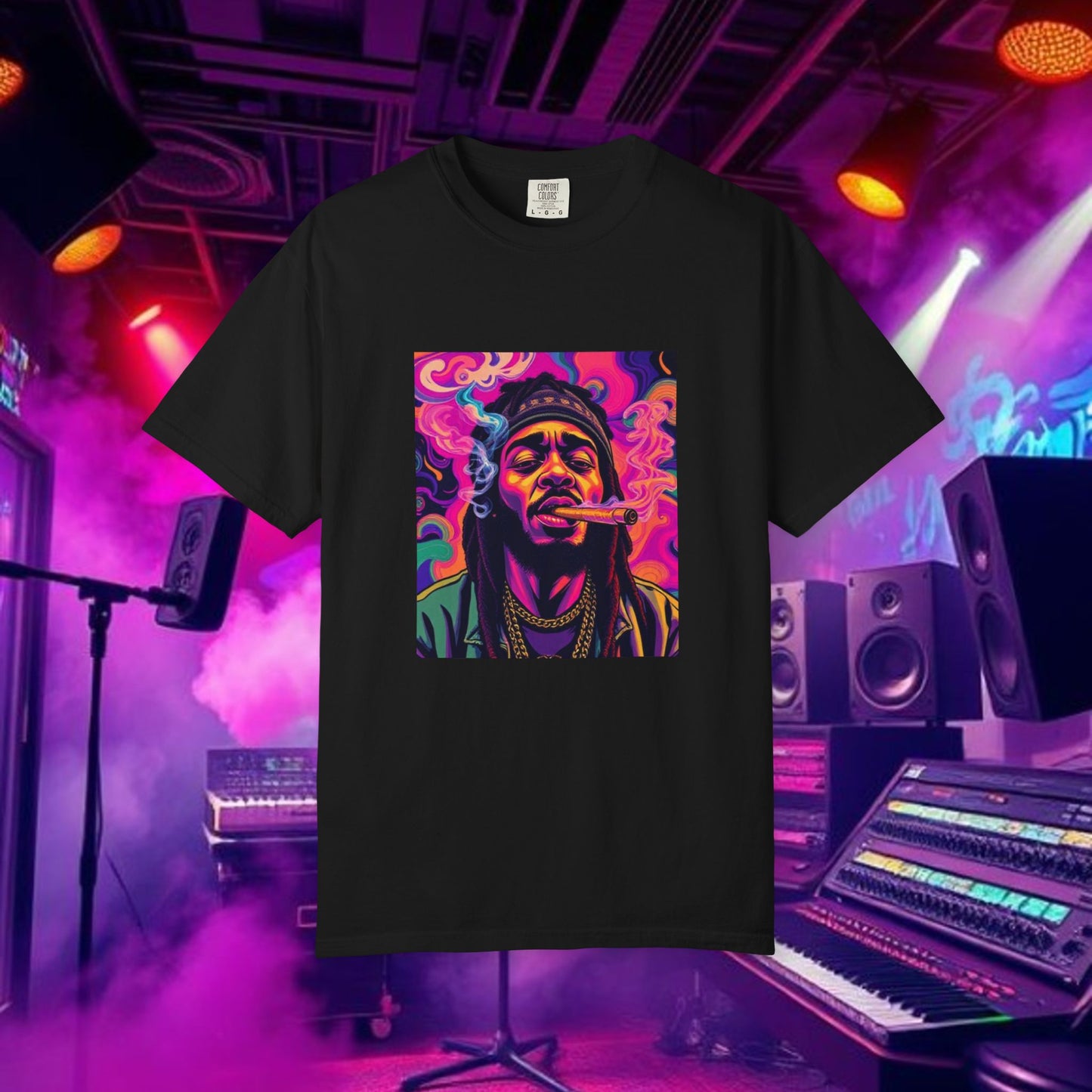 Vibrant Unisex Graphic Tee, Funky Smoke Art Shirt, Casual Streetwear, Gift for Music Lovers, Trendy Summer Top, Unique Festival Wear