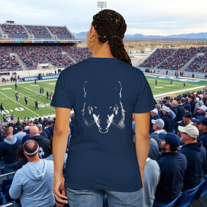 Reno Tee, Vertical Reno Logo and Subtle Wolf Graphic, Soft Style Shirt, Perfect style for Gameday