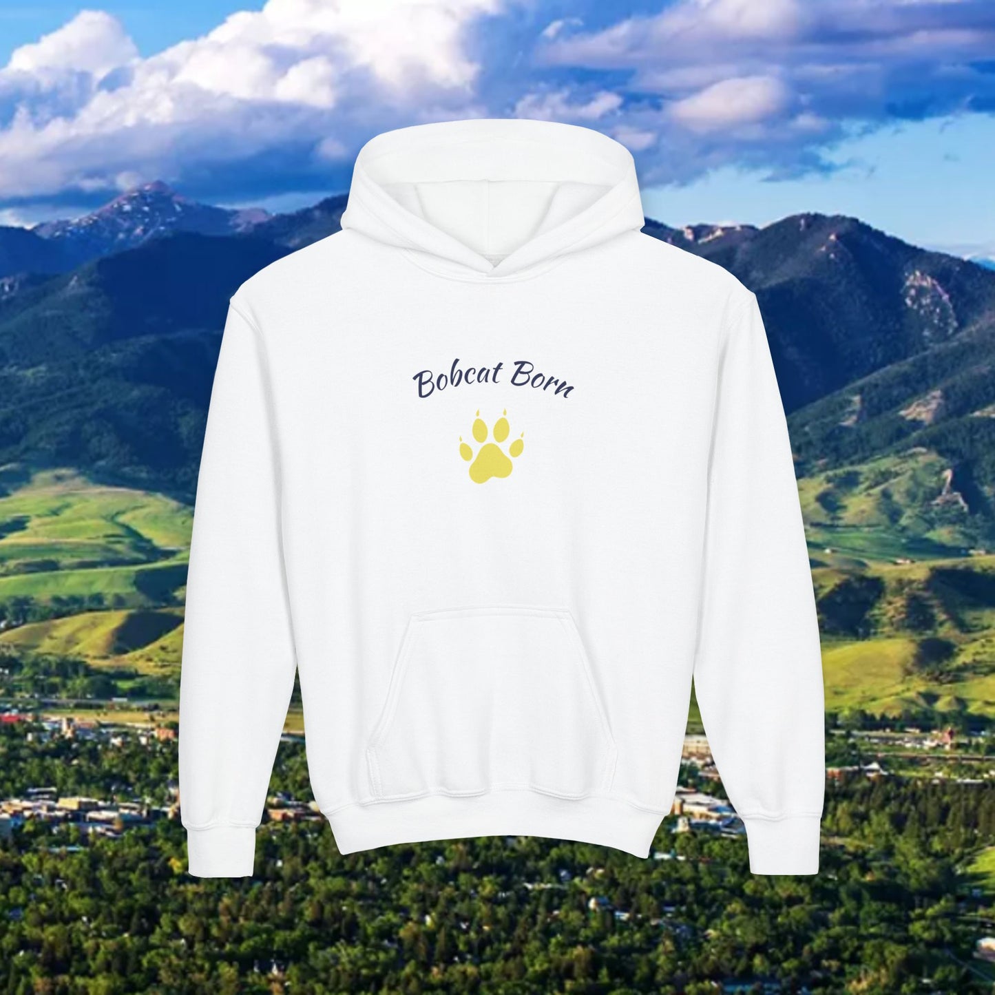 Bobcat Born Youth Hoodie, Cozy Sweatshirt for Kids, Great for School, Outdoor Adventures, Gifts, Sports Events