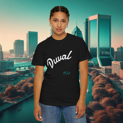 Duval Script T‑Shirt — Jacksonville Retro City Tee, Perfect for Gameday or Everyday Use. Soft style T-Shirt.