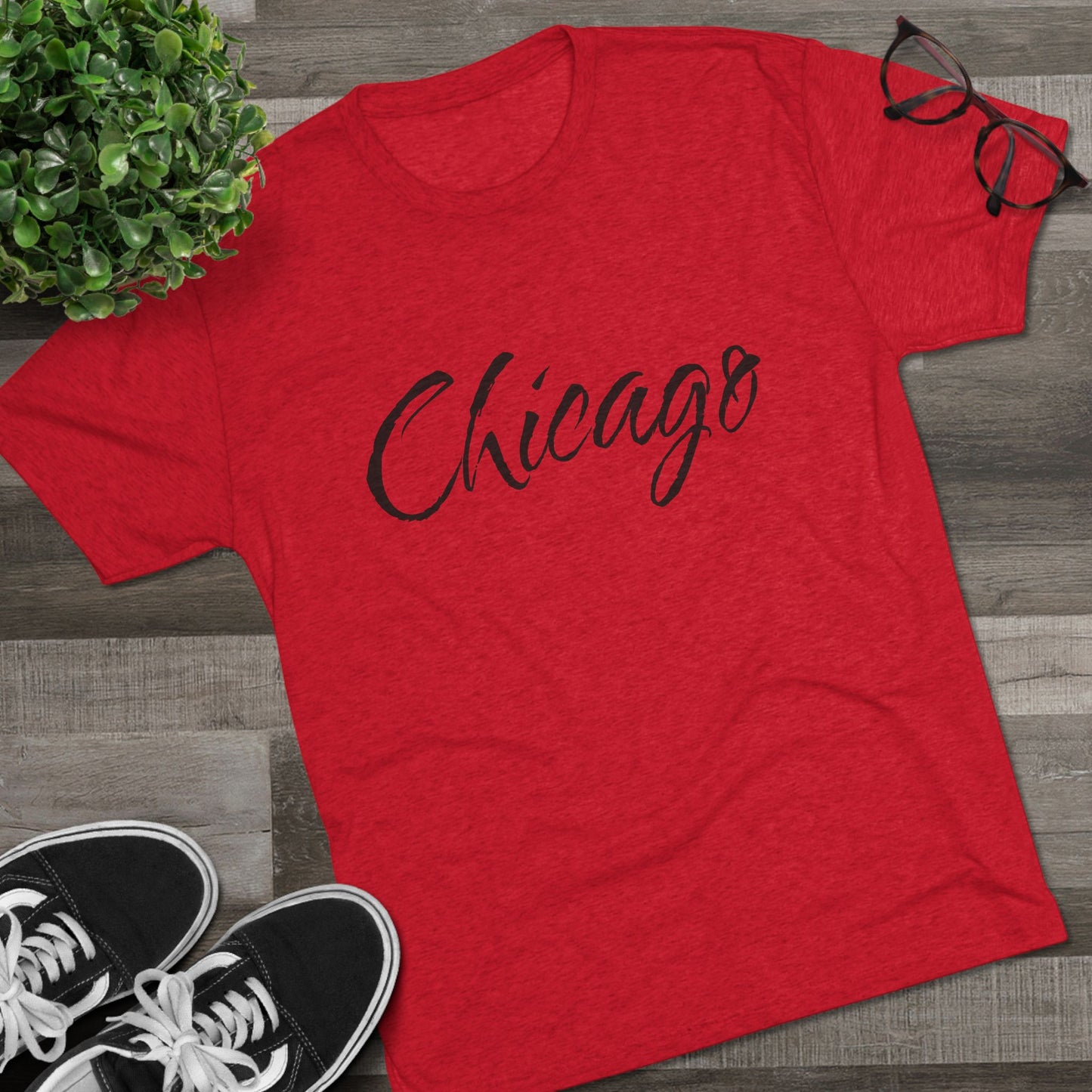 Chicago Script Tee – Handwritten City Shirt, Tr-Blend, Super Soft T-Shirt, Perfect for Gameday