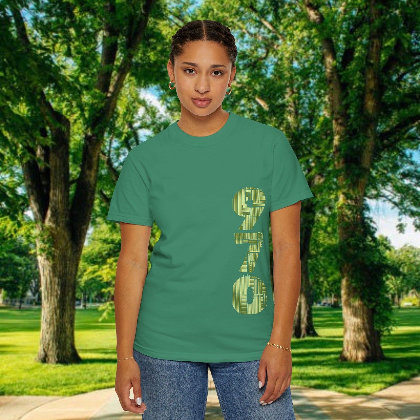 Ram Horn Graphic T-Shirt — 970 Vertical Number Design