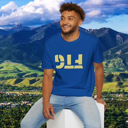 Upside Down FTG Unisex Softstyle T-Shirt - Trendy Fashion Tee, Everyday Comfort, Gift for Bobcat Fans, Gameday Wear, Relaxed Style