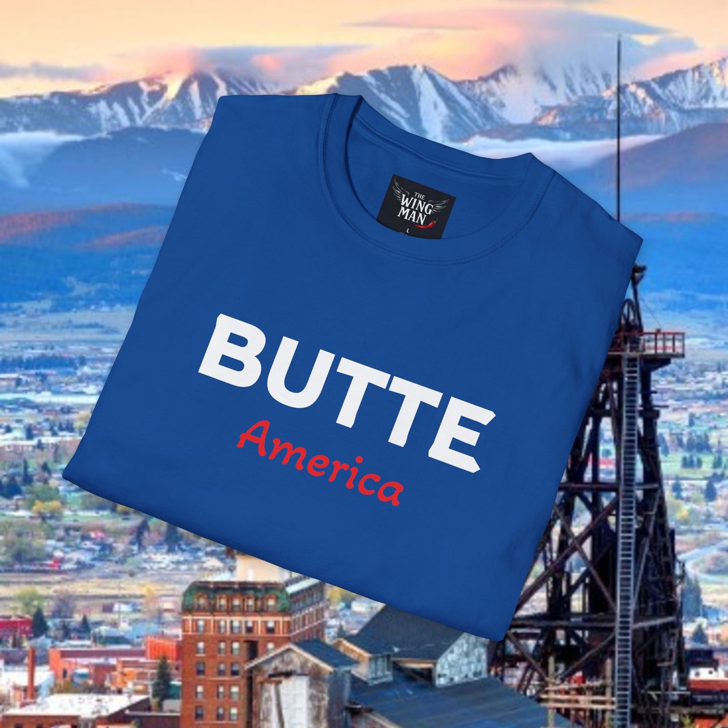Butte, America Unisex Softstyle T-Shirt - Cozy Apparel for Locals, Travel Souvenir, Gift Idea, Casual Wear, Adventure Tee