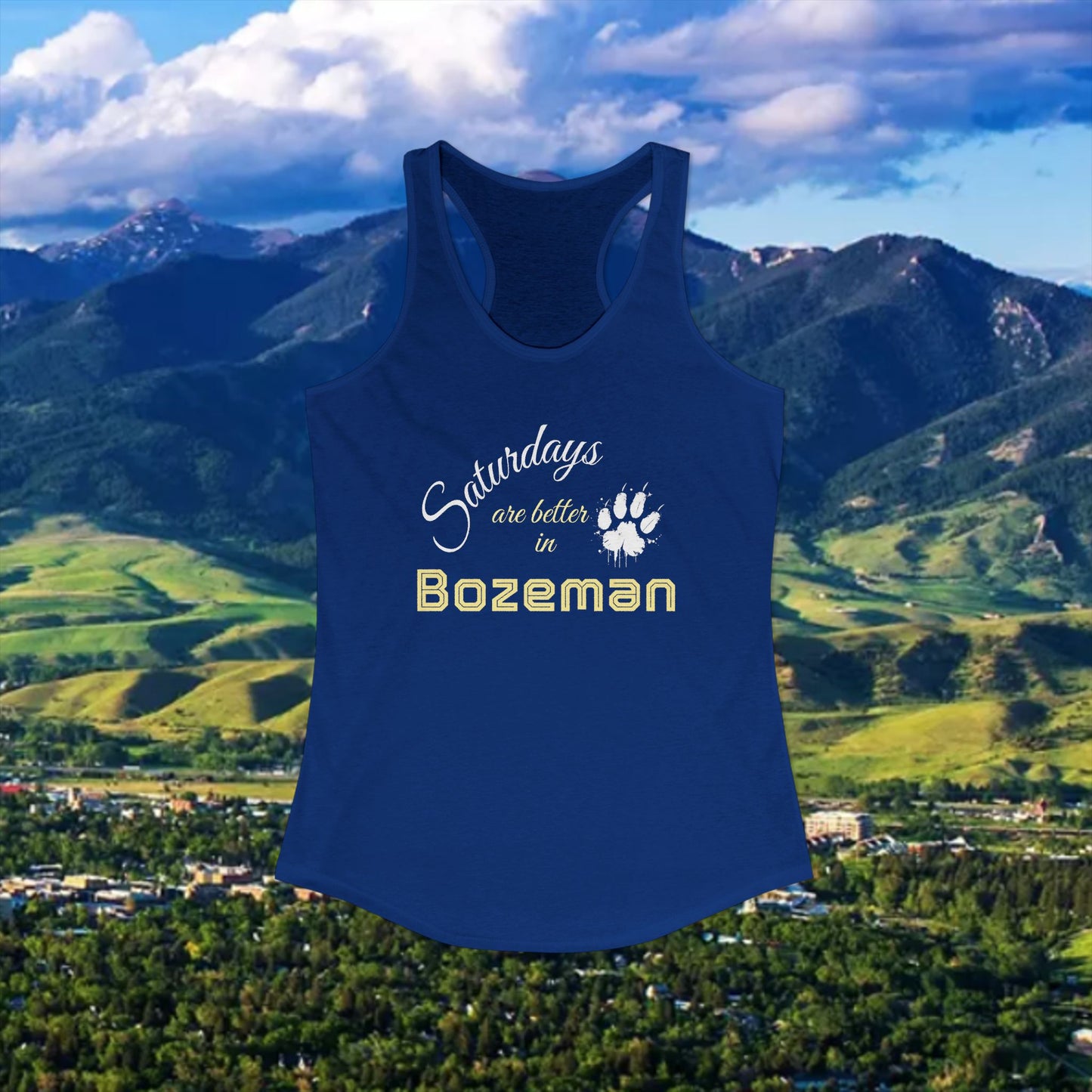 Bozeman Saturdays Racerback Tank, Women's Workout Top, Casual Summer Top, Gift for College Students