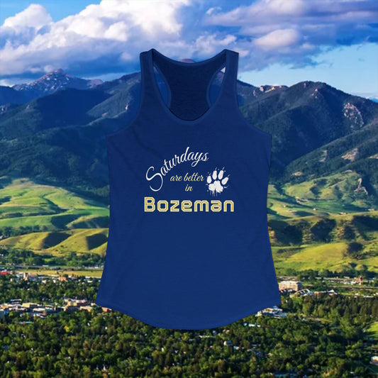 Bozeman Saturdays Racerback Tank, Women's Workout Top, Casual Summer Top, Gift for College Students