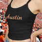 Austin Vibes Women's Spaghetti Strap Tank Top, Casual Summer Wear, College Apparel, Game Day Outfit, Texas Style Top
