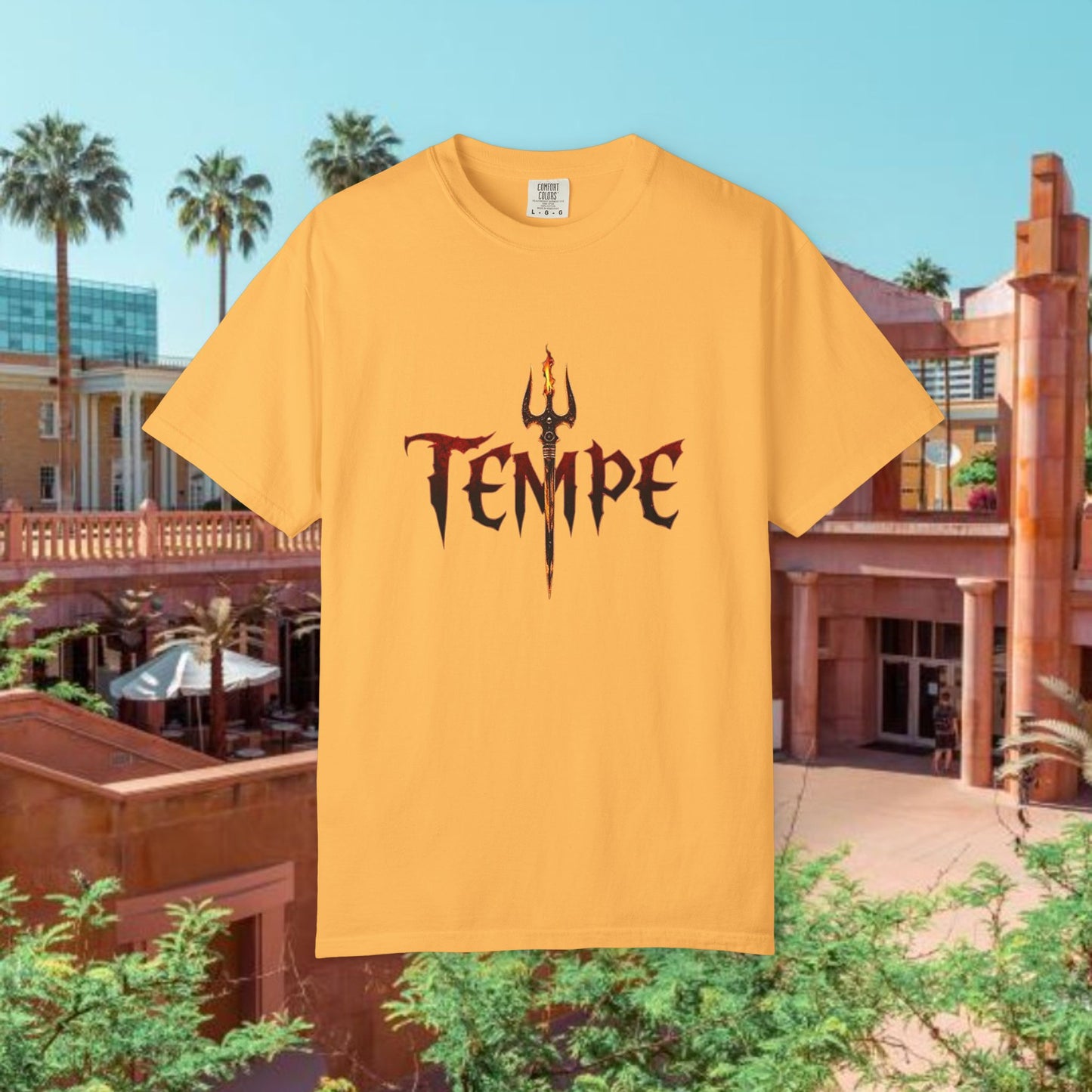 Unisex Garment-Dyed T-shirt with 'TEMPE' Design, Casual Summer Tee, Cool Streetwear Top, Perfect for Festivals