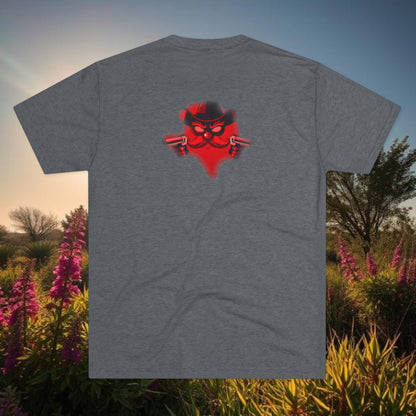 Lubbock Script Tee — Red Cowboy Skull Graphic Crew Shirt, Tri-Blend, Super Soft T-Shirt, Perfect for Gameday