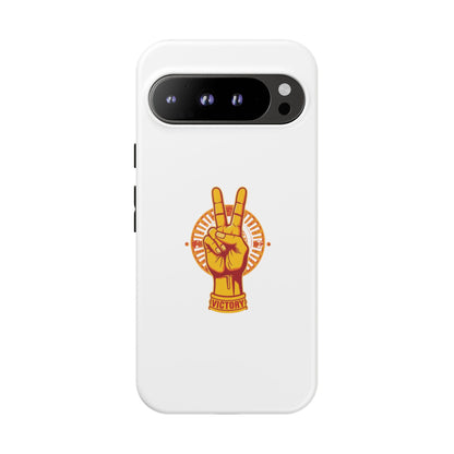 Victory Themed Stylish Phone Case - Tough Cases with Peace Sign Design, Customizable Phone Covers, Gift for Tojan Fans, Trendy Accessories