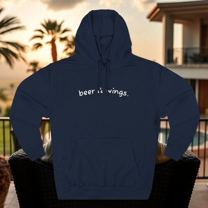 Beer and Wings Fleece Hoodie | Cozy Sweatshirt for Foodies, Gift for Beer Lovers, Casual Wear, Unisex Pullover