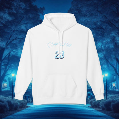 Chapel Hill 23 Unisex Fleece Hoodie, Cozy Sportswear for Fans, Game Day Apparel, Gift for Him/Her, Casual Wear