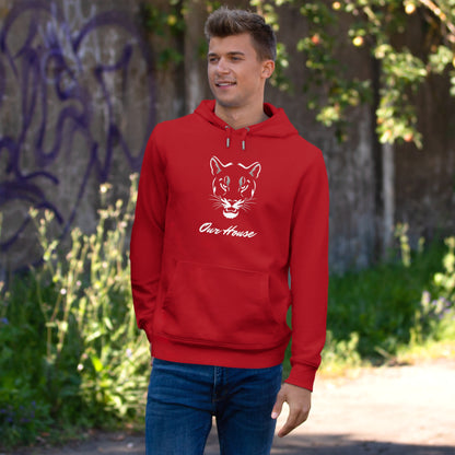 Cougar Silhouette Hoodie - Cozy Sweatshirt, Great for Gifts, Casual Wear, Lounge, Sports Fans, Red Sweatshirt