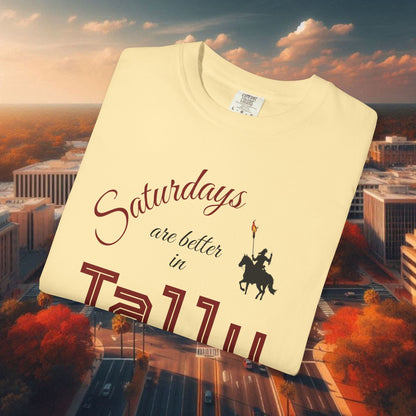 Saturday's Better in Tally Unisex T-Shirt - Casual Wear, College Football, Tailgate Shirt, Gift for Fans, Homecoming Apparel