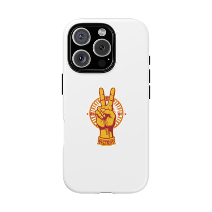 Victory Themed Stylish Phone Case - Tough Cases with Peace Sign Design, Customizable Phone Covers, Gift for Tojan Fans, Trendy Accessories