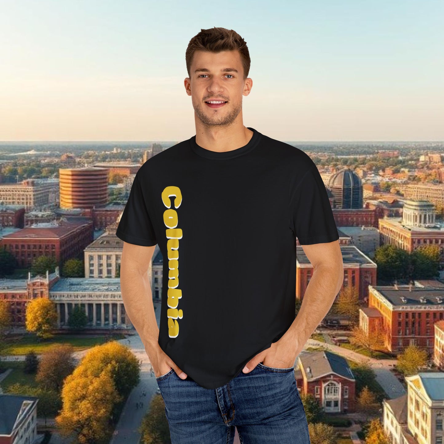 Columbia Missouri Tee, Unisex Garment-Dyed T-shirt, Missouri Pride Shirt, College Apparel, Unique Graphic Tee, Sports Fans