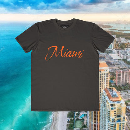 Miami Script Tee — Men's Lightweight Beach Vacation T-Shirt, Perfect for Gameday