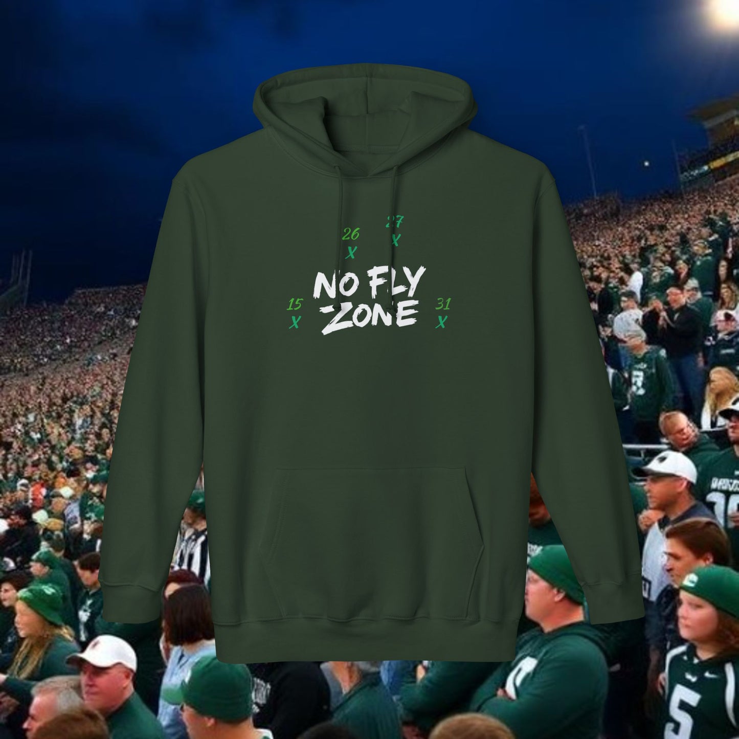 Unisex Hoodie, No Fly Zone Sweatshirt, College Apparel, Spartan Fan Gear, Gift for Him/Her, Made in USA