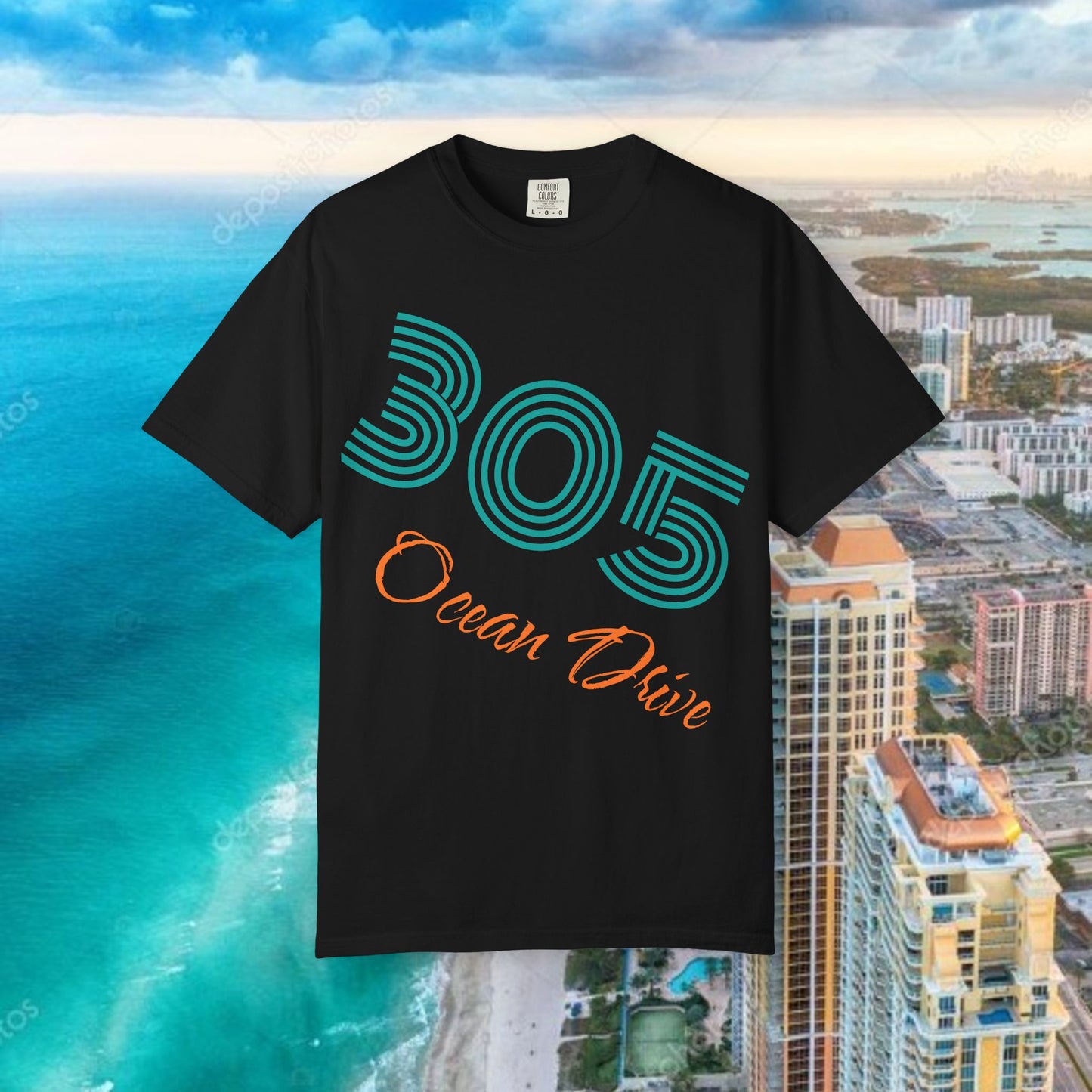 305 Ocean Drive T-Shirt — Miami Beach Garment-Dyed Tee