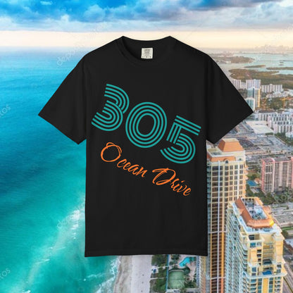 305 Ocean Drive T-Shirt — Miami Beach Garment-Dyed Tee