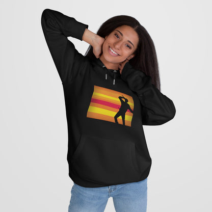 King Silhouette Hoodie — Retro Sunset Dance Graphic Hooded Sweatshirt