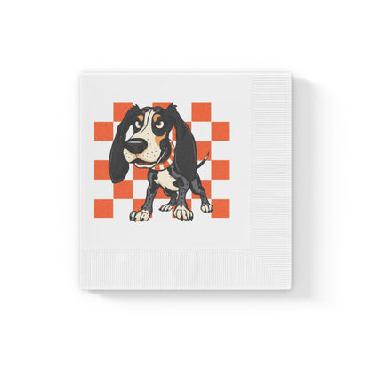 Gameday Napkins — Orange Checkered Party Cocktail Napkins