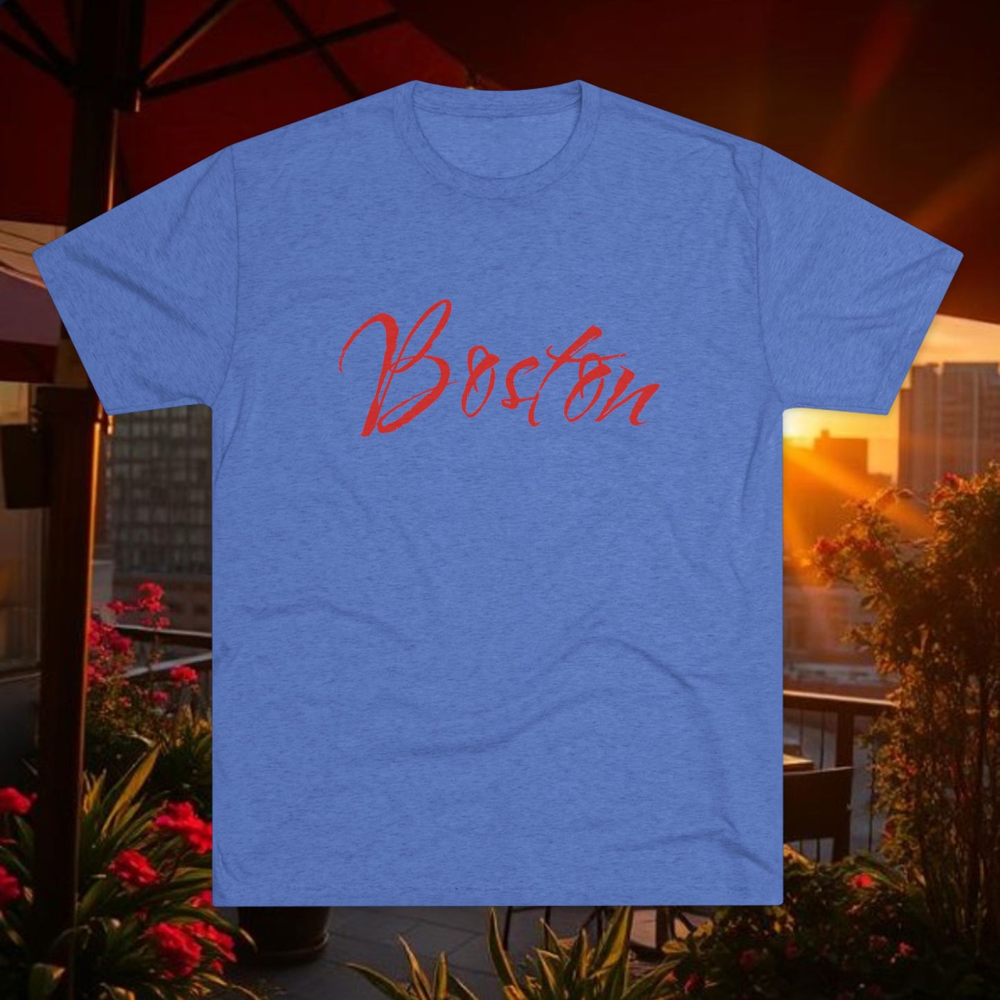 Boston Script Tee — Lightweight City Souvenir T‑Shirt, Super Comfortable Tri-Blend, Perfect for Gameday