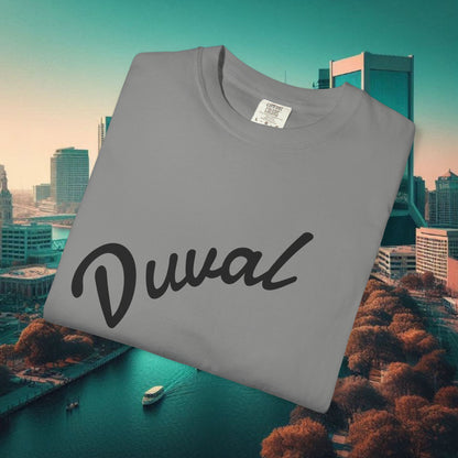 Duval Script T‑Shirt — Jacksonville Retro City Tee, Perfect for Gameday or Everyday Use. Soft style T-Shirt.