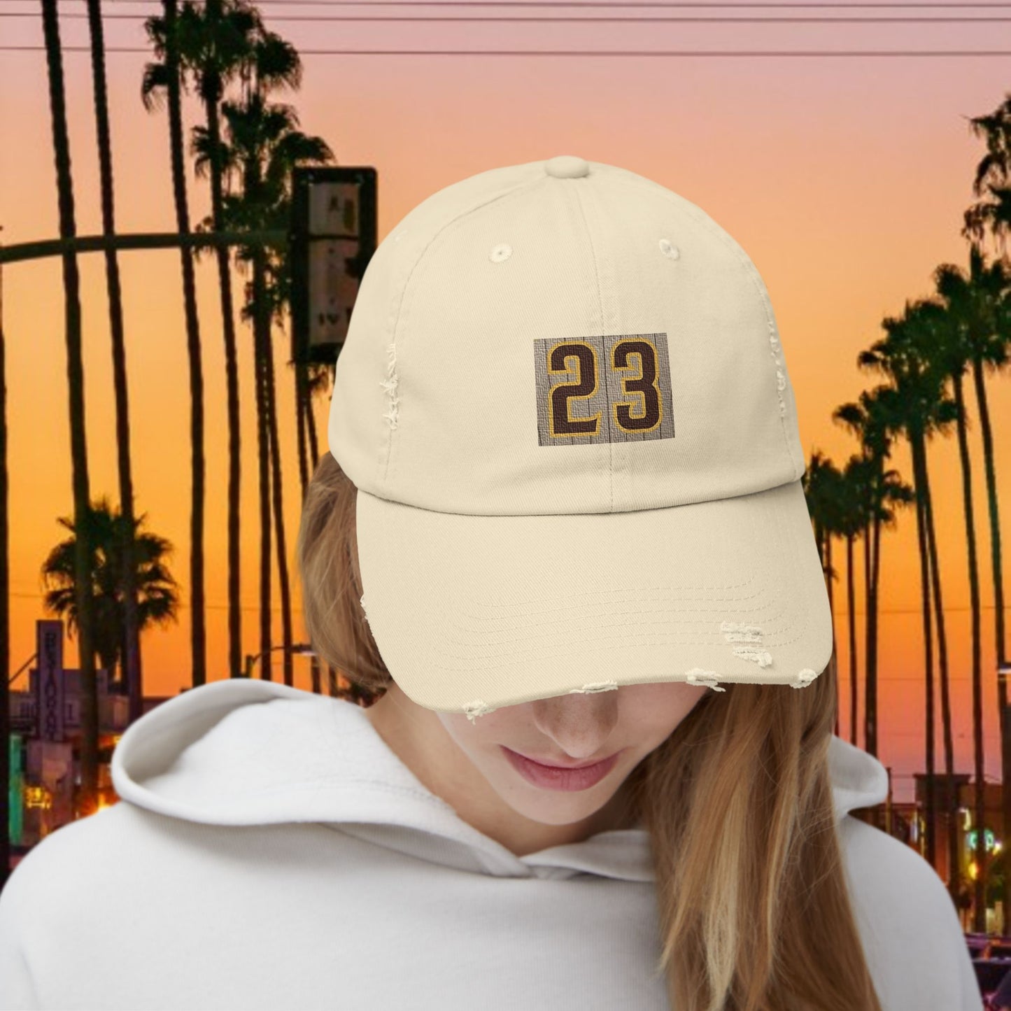 Baseball Stars Unisex Distressed Cap with Vintage 23 Design, Casual Hat for Men & Women, Perfect Gift for Padres Fans, Everyday Wear