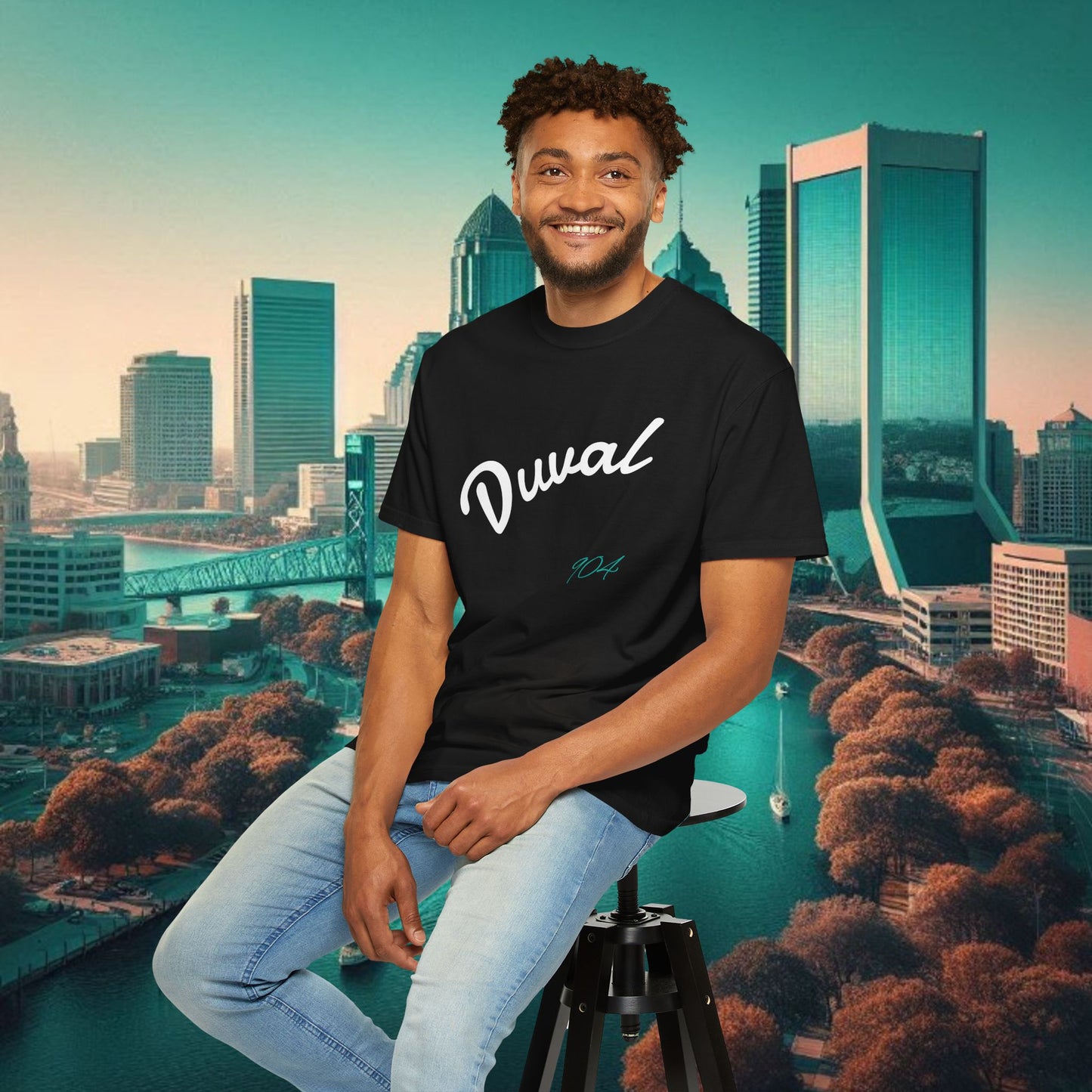 Duval Script T‑Shirt — Jacksonville Retro City Tee, Perfect for Gameday or Everyday Use. Soft style T-Shirt.